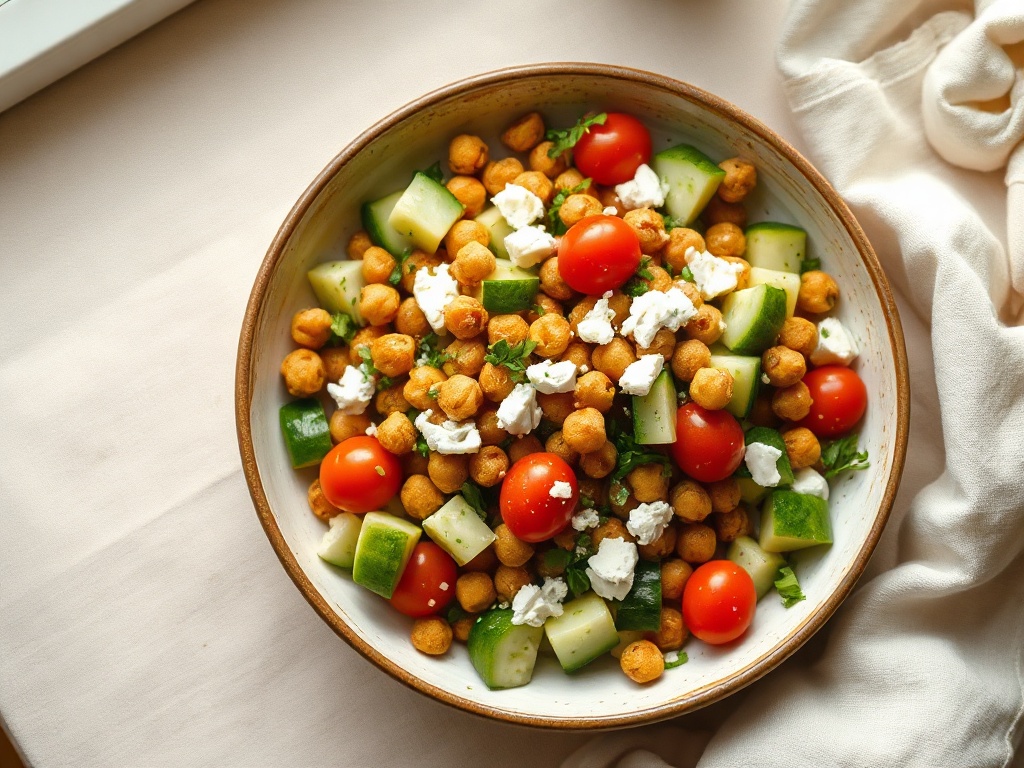 Crispy Chickpea and Feta Chop Salad