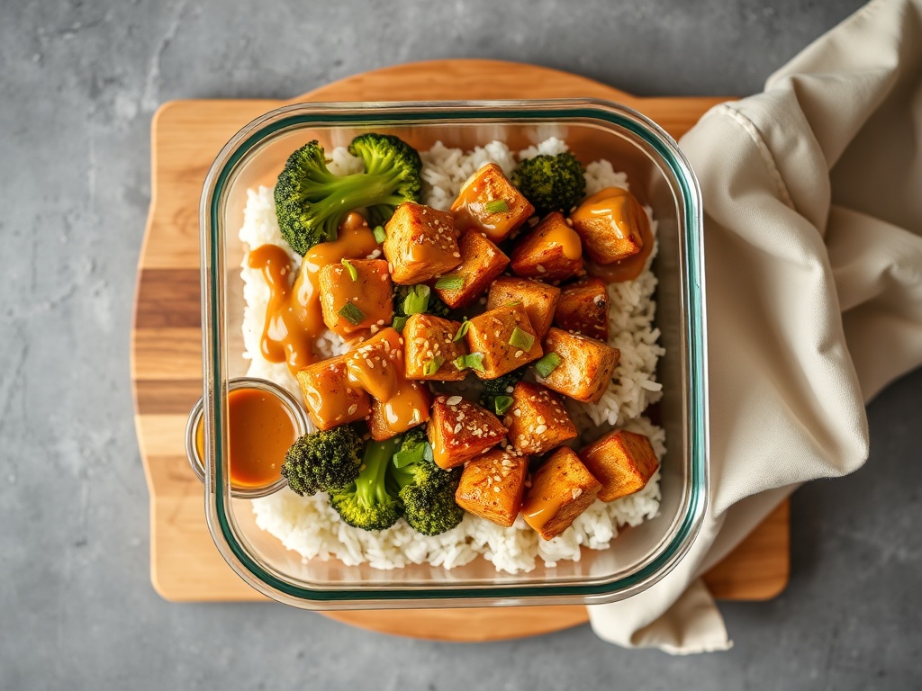 Crispy Tofu Bowls with Peanut Sauce