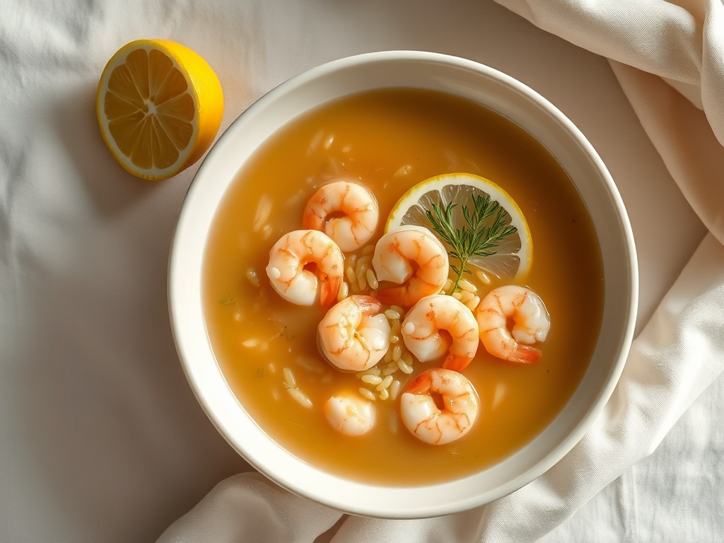 Lemony Shrimp and Orzo Soup with Dill