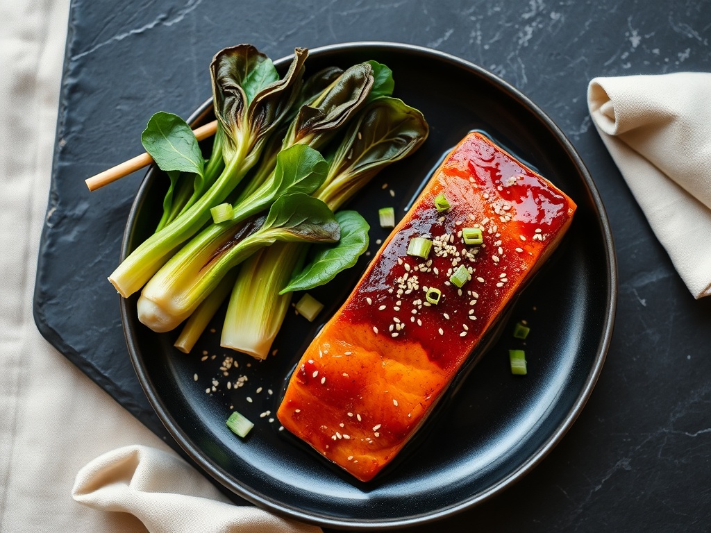 Sesame-Ginger Salmon with Charred Bok Choy